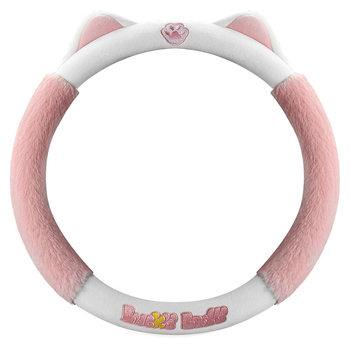 Husă pentru volan – pluș drăguț în stil desen animat, pentru iarnă, potrivire universală, material: pluș artificial