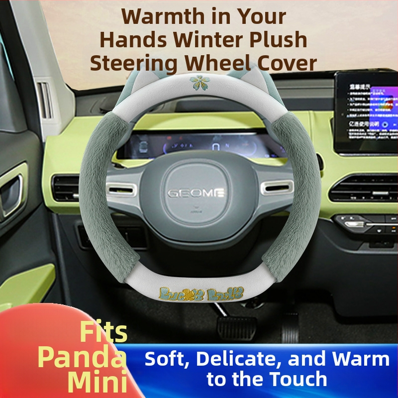 Husă pentru volan – pluș drăguț în stil desen animat, pentru iarnă, potrivire universală, material: pluș artificial