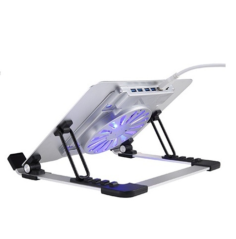 iDock лаптоп охладителна стойка N65 с безшумен вентилатор, материал: желязо + алуминиева сплав + ABS, панели и основа от алуминиева сплав, 1 вентилатор, USB портове по избор