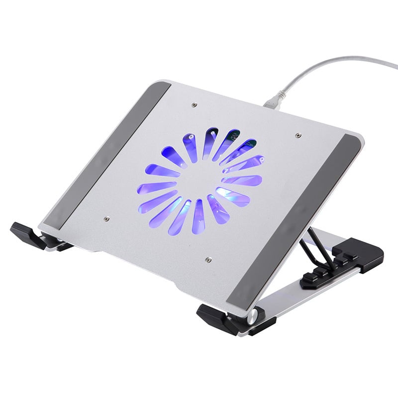 iDock лаптоп охладителна стойка N65 с безшумен вентилатор, материал: желязо + алуминиева сплав + ABS, панели и основа от алуминиева сплав, 1 вентилатор, USB портове по избор