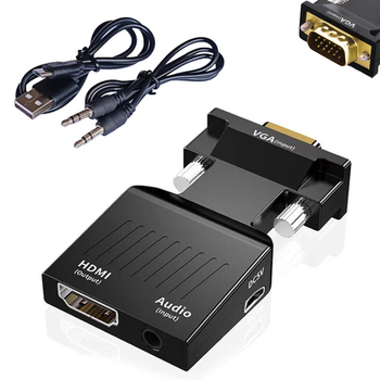 VGA към HDMI адаптер, чип 9288 5621, 1080p, 1 вход, 2 изхода, модел VGA-HDMI
