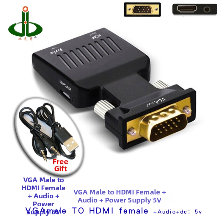 VGA na HDMI adaptér, čip 9288 5621, 1080p, 1 vstup, 2 výstupy, model VGA-HDMI