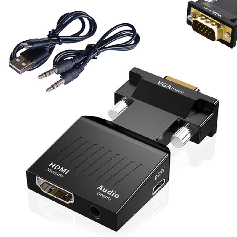 VGA към HDMI адаптер, чип 9288 5621, 1080p, 1 вход, 2 изхода, модел VGA-HDMI