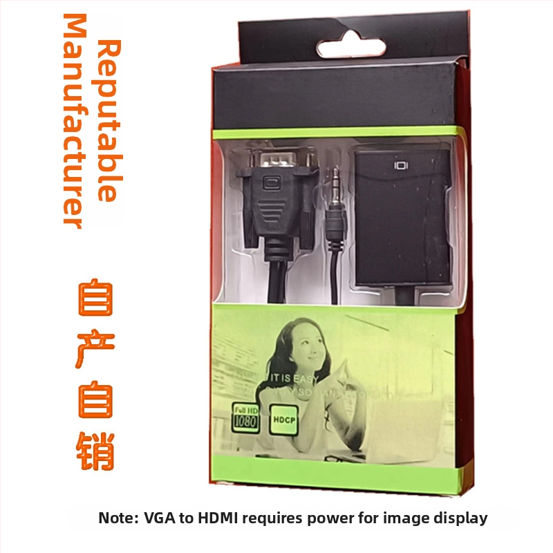 VGA na HDMI adaptér, čip 9288 5621, 1080p, 1 vstup, 2 výstupy, model VGA-HDMI