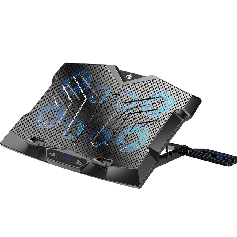 Охладител за лаптоп със сгъваема повдигаща стойка; вентилаторно охлаждане, пластмасов корпус, 0,7 кг