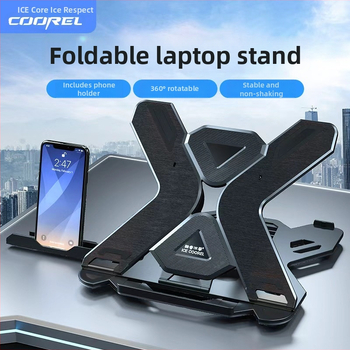 E5 стойка за охлаждане на ноутбук с подвижна скоба и държач за телефон, ABS пластмаса, въздушно охлаждане, тегло 0.67–0.73 кг