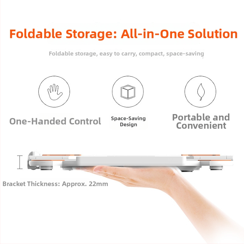 E5 стойка за охлаждане на ноутбук с подвижна скоба и държач за телефон, ABS пластмаса, въздушно охлаждане, тегло 0.67–0.73 кг