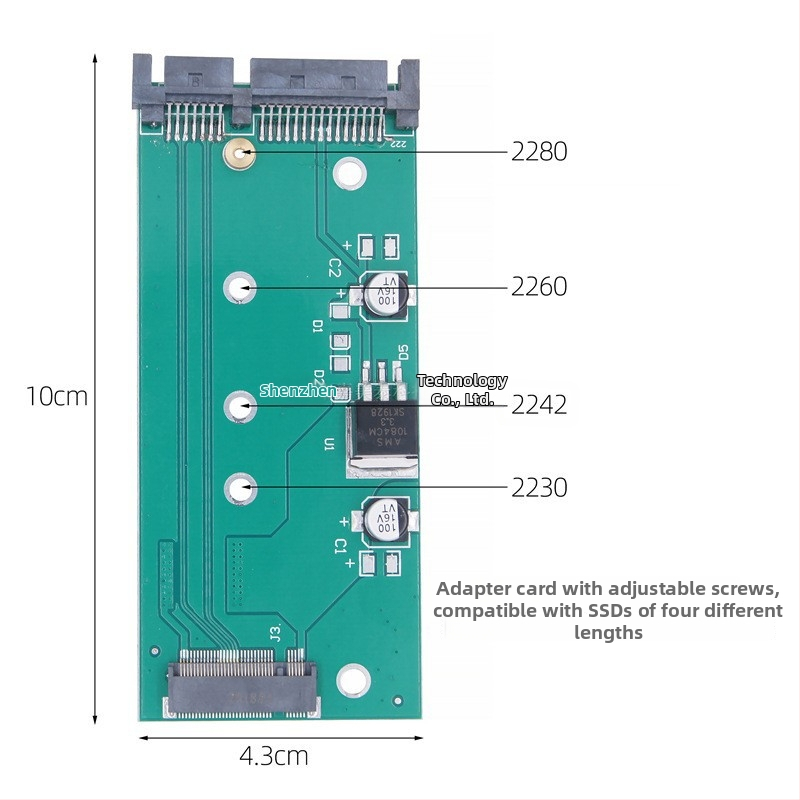 Pārvades kastīte NGFF uz SATA adapteri ar iebūvētu korpusu