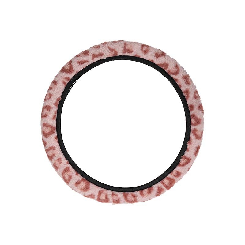 Husă pluș pentru volan, imprimat leopard, încălzită, potrivire universală pentru iarnă