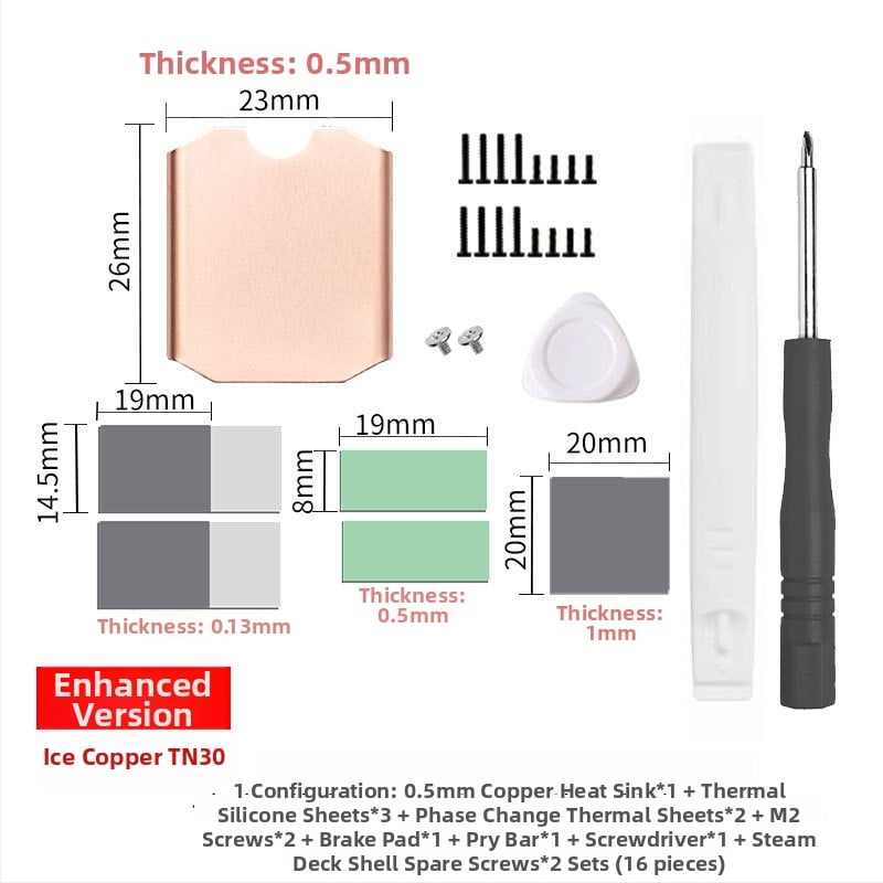Meďový chladič pre M.2 SSD, séria TN, Cold Che, 1 tepelná trubica, 50 g, tichý