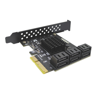 PCIe na SATA rozšírovacia karta, 6/8/10 portov, SATA 3.0, ovládač ASM1166/JMB575, PCIe 3.0, 6000 MB/s