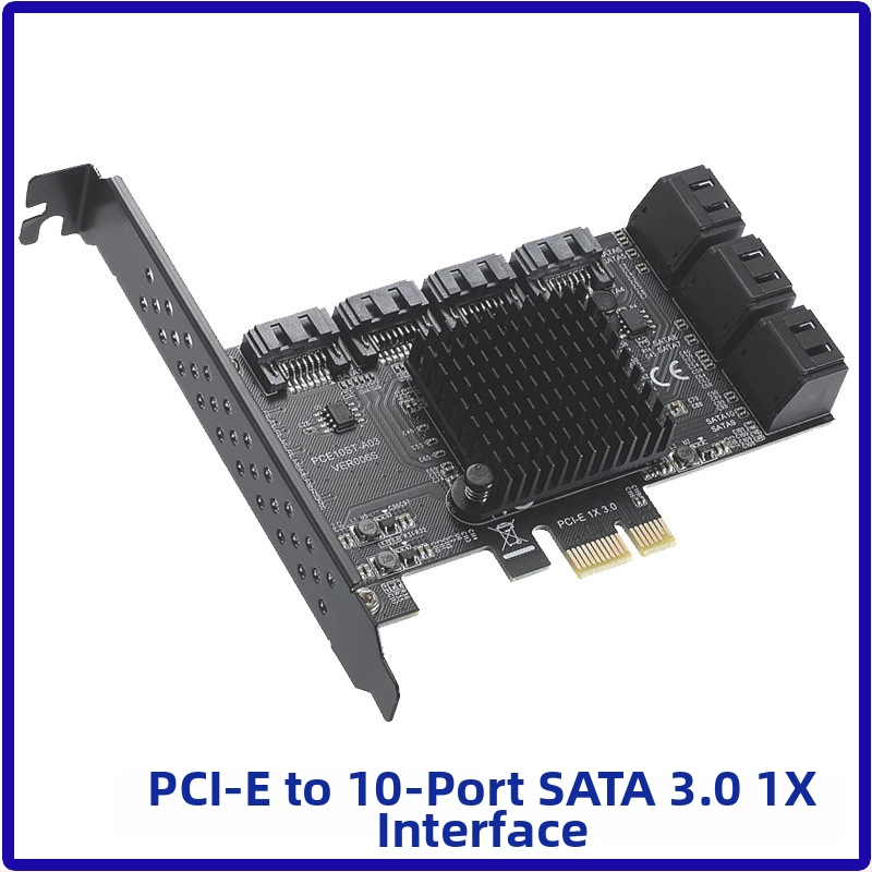 PCIe na SATA rozšírovacia karta, 6/8/10 portov, SATA 3.0, ovládač ASM1166/JMB575, PCIe 3.0, 6000 MB/s