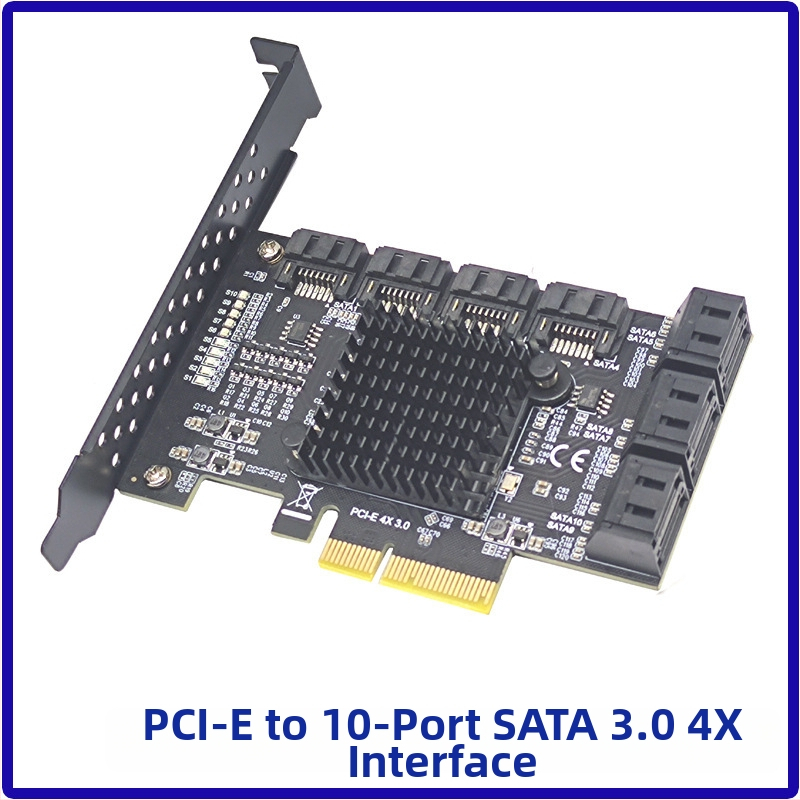 PCIe na SATA rozšírovacia karta, 6/8/10 portov, SATA 3.0, ovládač ASM1166/JMB575, PCIe 3.0, 6000 MB/s