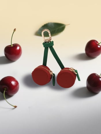 PU кожен монетник с плодова шарка – за съхранение, унисекс, стил свеж и сладък