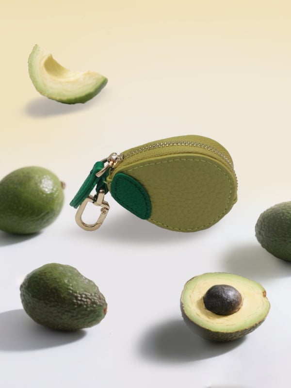 PU кожен монетник с плодова шарка – за съхранение, унисекс, стил свеж и сладък