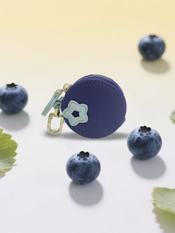 PU кожен монетник с плодова шарка – за съхранение, унисекс, стил свеж и сладък