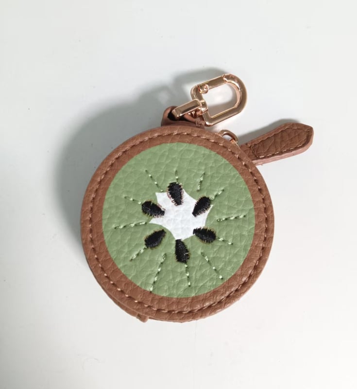 PU кожен монетник с плодова шарка – за съхранение, унисекс, стил свеж и сладък