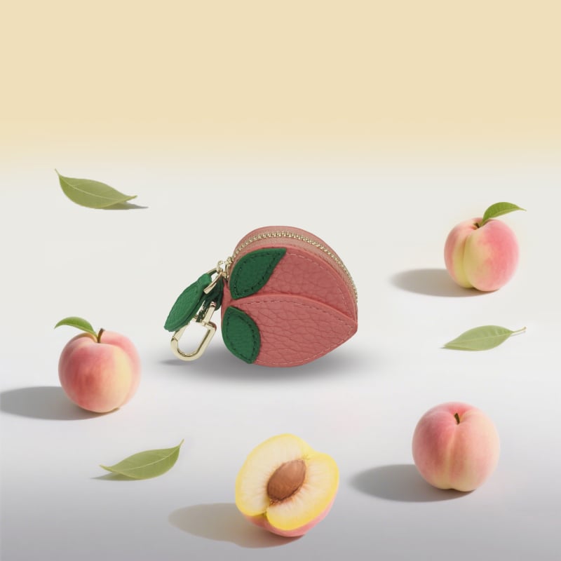 PU кожен монетник с плодова шарка – за съхранение, унисекс, стил свеж и сладък