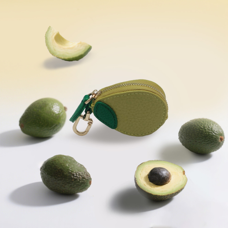 PU кожен монетник с плодова шарка – за съхранение, унисекс, стил свеж и сладък