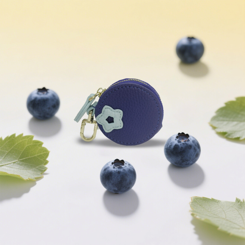 PU кожен монетник с плодова шарка – за съхранение, унисекс, стил свеж и сладък