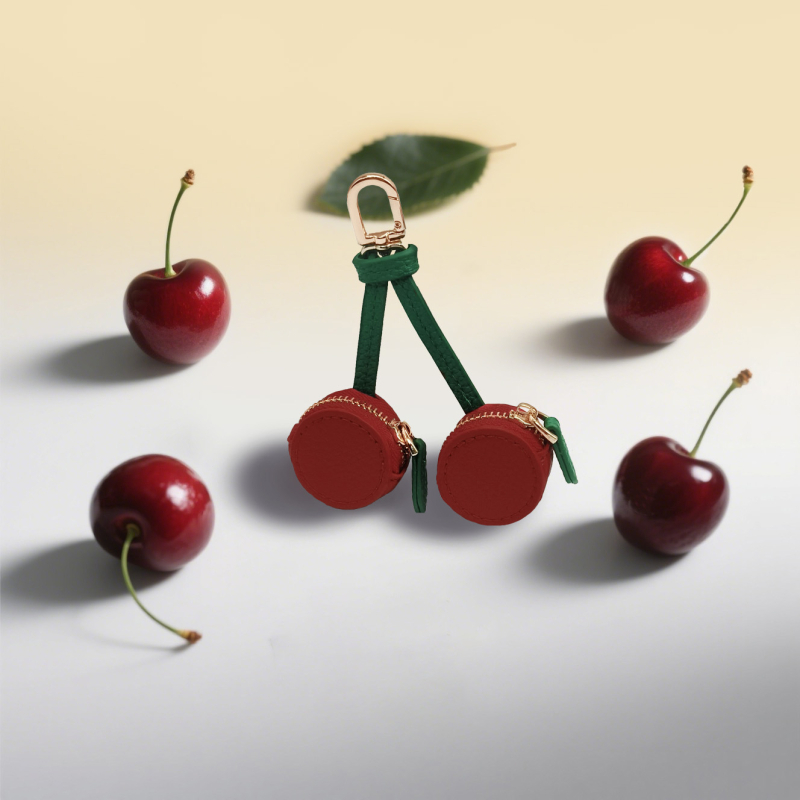 PU кожен монетник с плодова шарка – за съхранение, унисекс, стил свеж и сладък