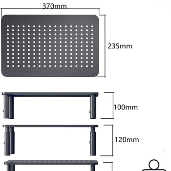 Pasheng PS-MS01 nosač monitora s podesivom visinom, tri razine, bez alata, metalna konstrukcija, 1.1 kg, kompatibilno s desktop i notebook računalima