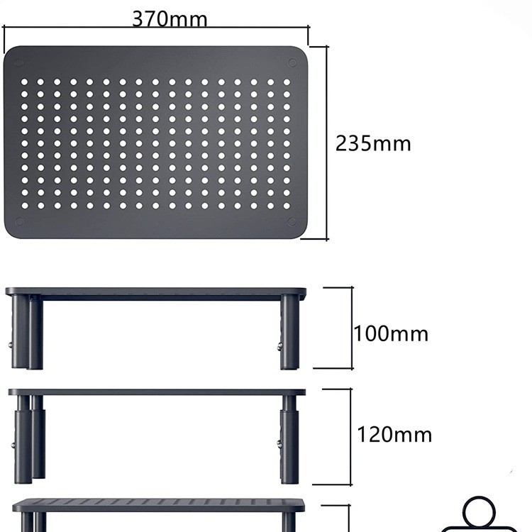 Pasheng PS-MS01 nosač monitora s podesivom visinom, tri razine, bez alata, metalna konstrukcija, 1.1 kg, kompatibilno s desktop i notebook računalima