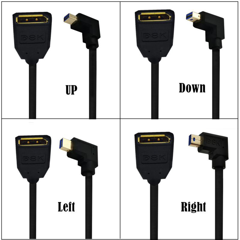ERE YR-8KMIDP-BA4 8K златно покрит Mini DisplayPort адаптер кабел, DP интерфейс, мини DP мъжки ъглов към DP женски