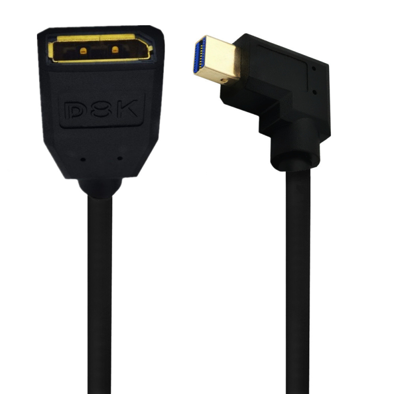 ERE YR-8KMIDP-BA4 8K златно покрит Mini DisplayPort адаптер кабел, DP интерфейс, мини DP мъжки ъглов към DP женски