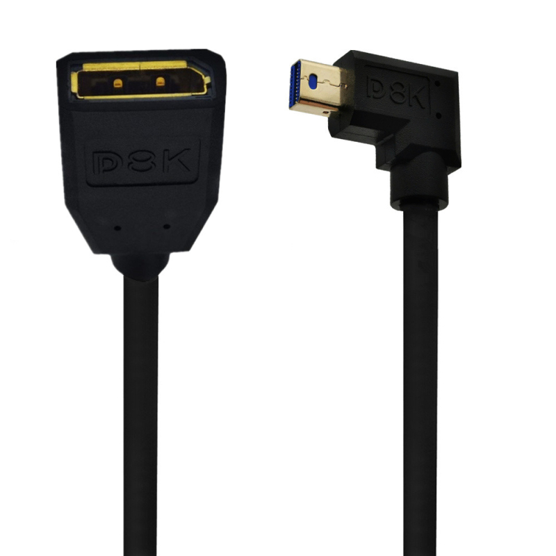 ERE YR-8KMIDP-BA4 8K златно покрит Mini DisplayPort адаптер кабел, DP интерфейс, мини DP мъжки ъглов към DP женски