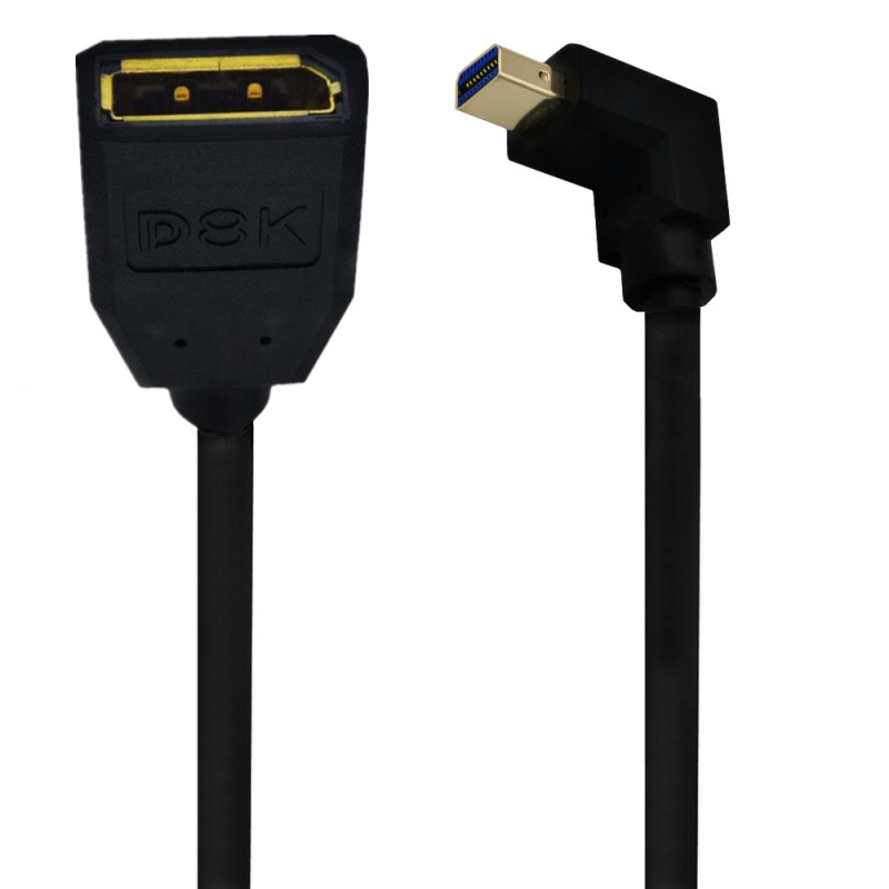 ERE YR-8KMIDP-BA4 8K златно покрит Mini DisplayPort адаптер кабел, DP интерфейс, мини DP мъжки ъглов към DP женски