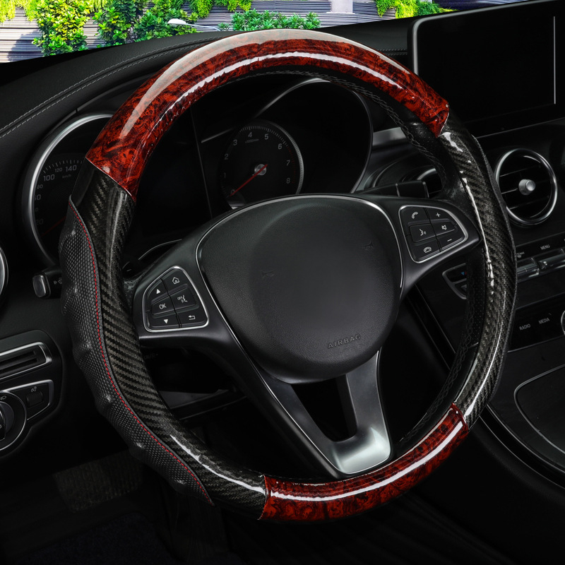 Καλύμμα τιμονιού – υφή ξύλου ροδάκινου, στρογγυλός σχεδιασμός, εγκατάσταση για ειδικά αυτοκίνητα, συμβατό με το 99% μοντέλων