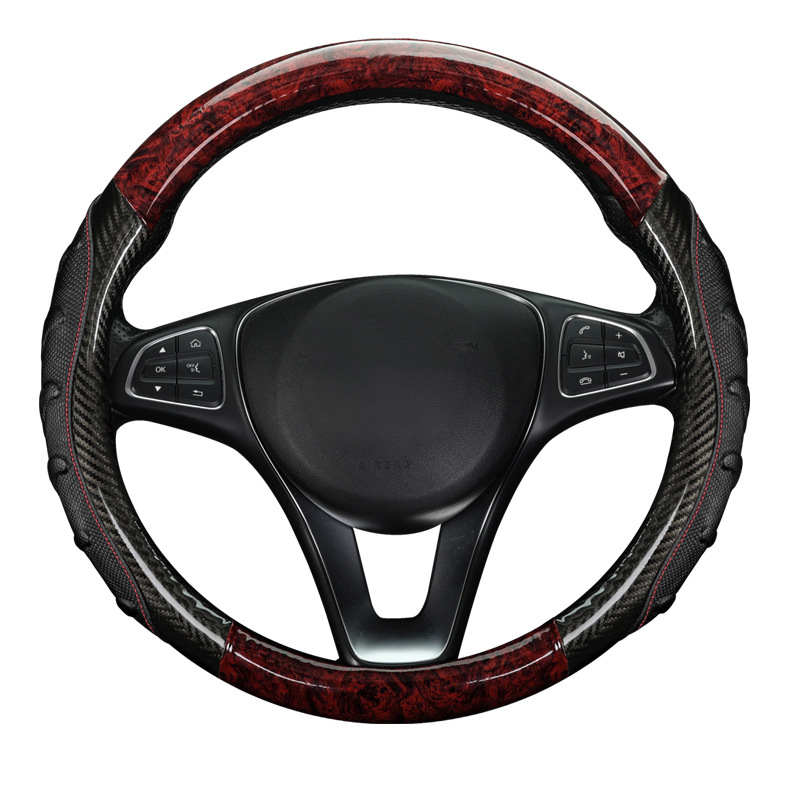 Καλύμμα τιμονιού – υφή ξύλου ροδάκινου, στρογγυλός σχεδιασμός, εγκατάσταση για ειδικά αυτοκίνητα, συμβατό με το 99% μοντέλων