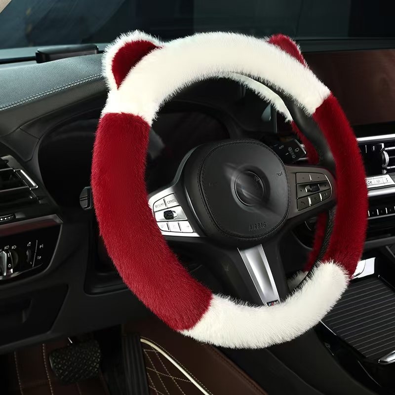 Zimska plišana navlaka za volan automobila, sladak stil, protuklizno, toplo, univerzalna prilagodba