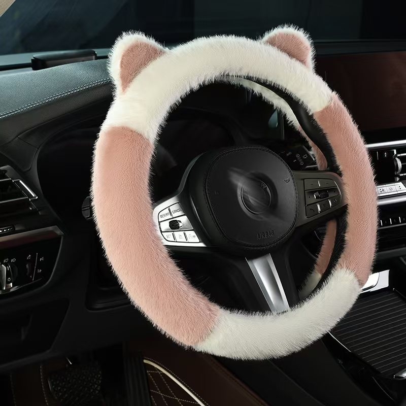 Zimska plišana navlaka za volan automobila, sladak stil, protuklizno, toplo, univerzalna prilagodba