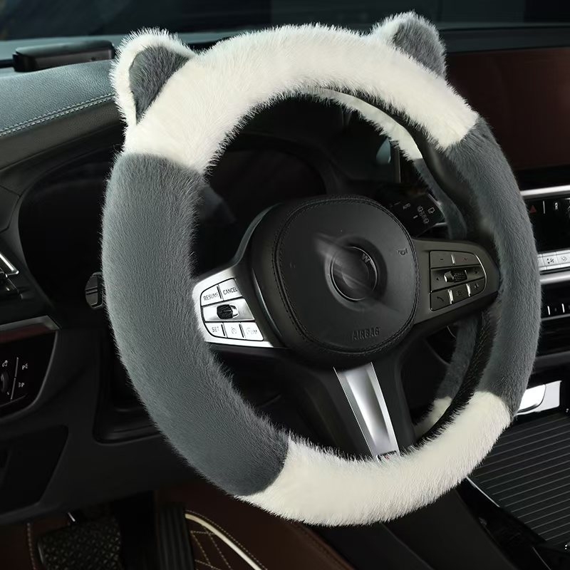 Zimska plišana navlaka za volan automobila, sladak stil, protuklizno, toplo, univerzalna prilagodba