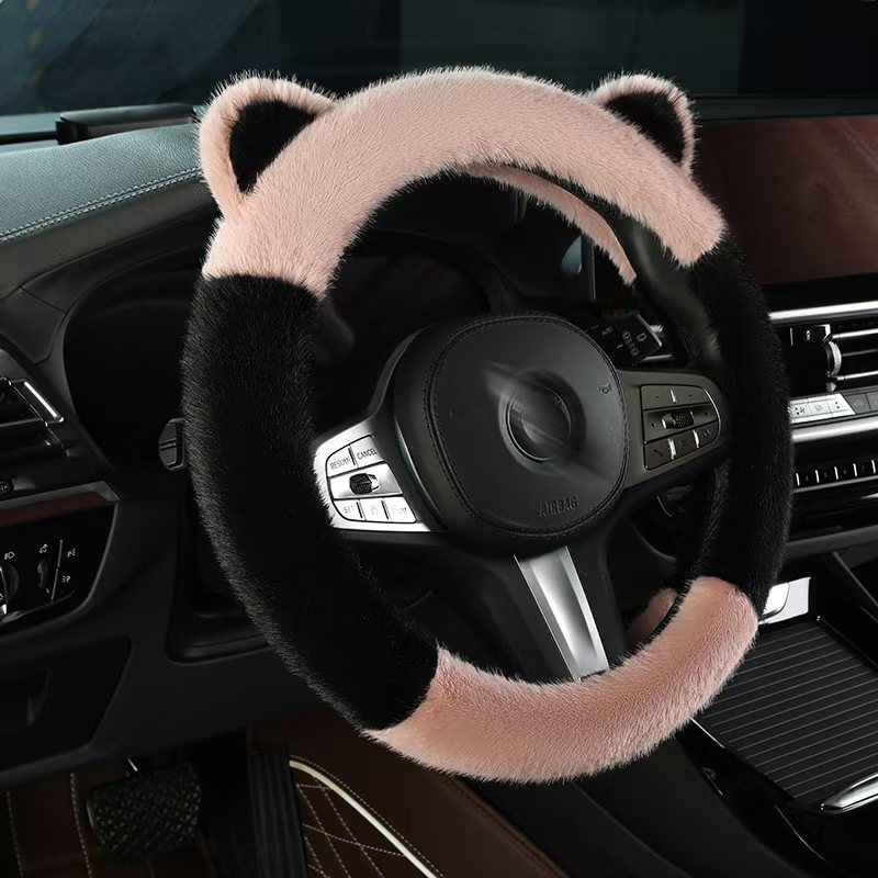 Zimska plišana navlaka za volan automobila, sladak stil, protuklizno, toplo, univerzalna prilagodba