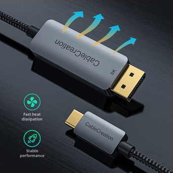 Type-C na DP 1.4 rozšírený dok pre notebooky, 8K60Hz podpora • DP rozhranie • PS8468 čip • meďový jadro • hliníkový/ABS plášť • model CD0736-G
