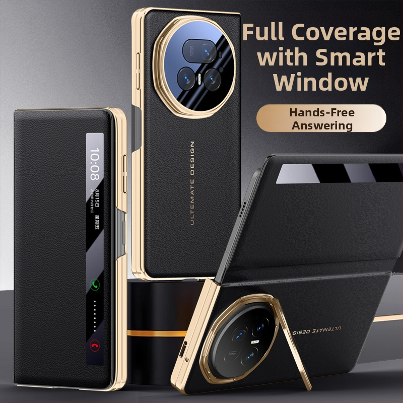 Telefonu vāciņš Honor Magic V5, flip-top, PU materiāls ar elektroplāti pārklājumu, pretslīdēšana, krišanas novēršana, pret pirkstu nospiedumiem, viegls luksusa stils