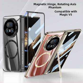 Honor Magic V5 lieta ar sānu stiprinājumu, PC materiāls, elektroplātēts apdare, kritiena aizsardzība