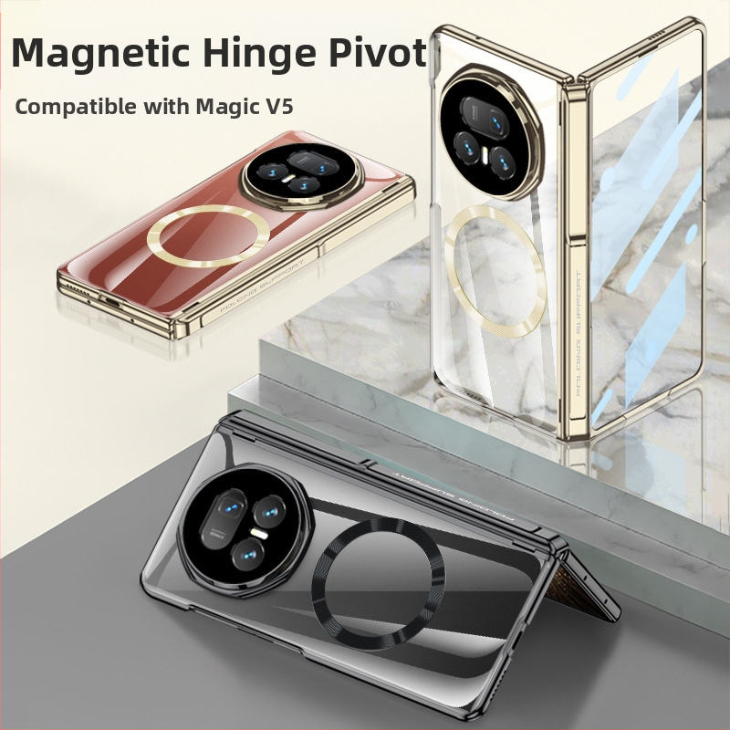 Honor Magic V5 lieta ar sānu stiprinājumu, PC materiāls, elektroplātēts apdare, kritiena aizsardzība