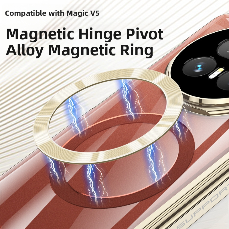 Honor Magic V5 lieta ar sānu stiprinājumu, PC materiāls, elektroplātēts apdare, kritiena aizsardzība