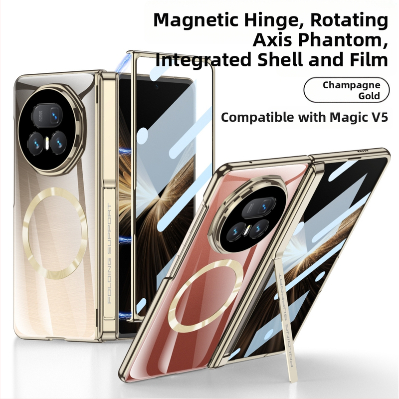 Honor Magic V5 lieta ar sānu stiprinājumu, PC materiāls, elektroplātēts apdare, kritiena aizsardzība