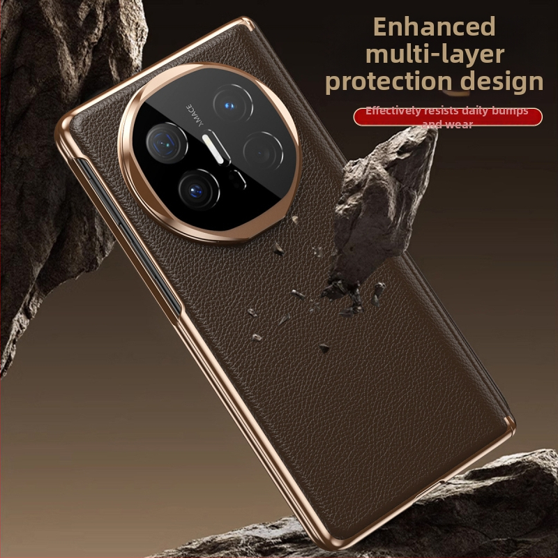Huawei Mate X6 ādas vāciņš ar magnētisku pievilkšanu, pilnu aizsardzību un iebūvētu statīvu, elektroplātēta virsma