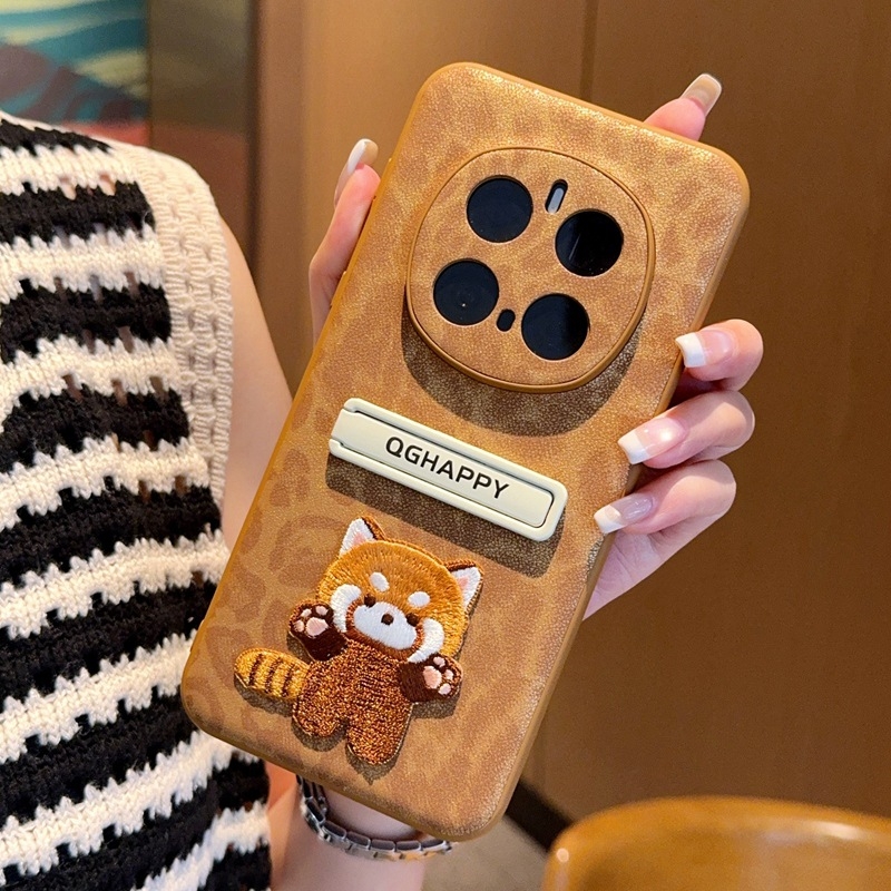 Калъф за Honor Magic7 Pro със стойка, леопардов принт от изкуствена кожа, анти изпускане, персонализируем