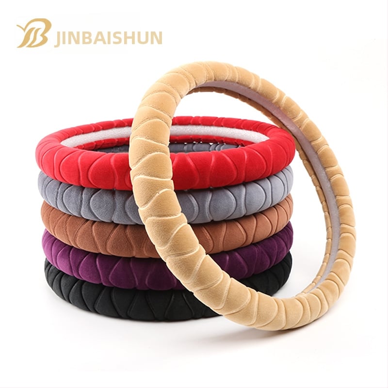 Acoperire de volan din pluș pentru automobil, căldură de iarnă, pentru toate anotimpurile, suprafață din piele naturală, personalizare disponibilă