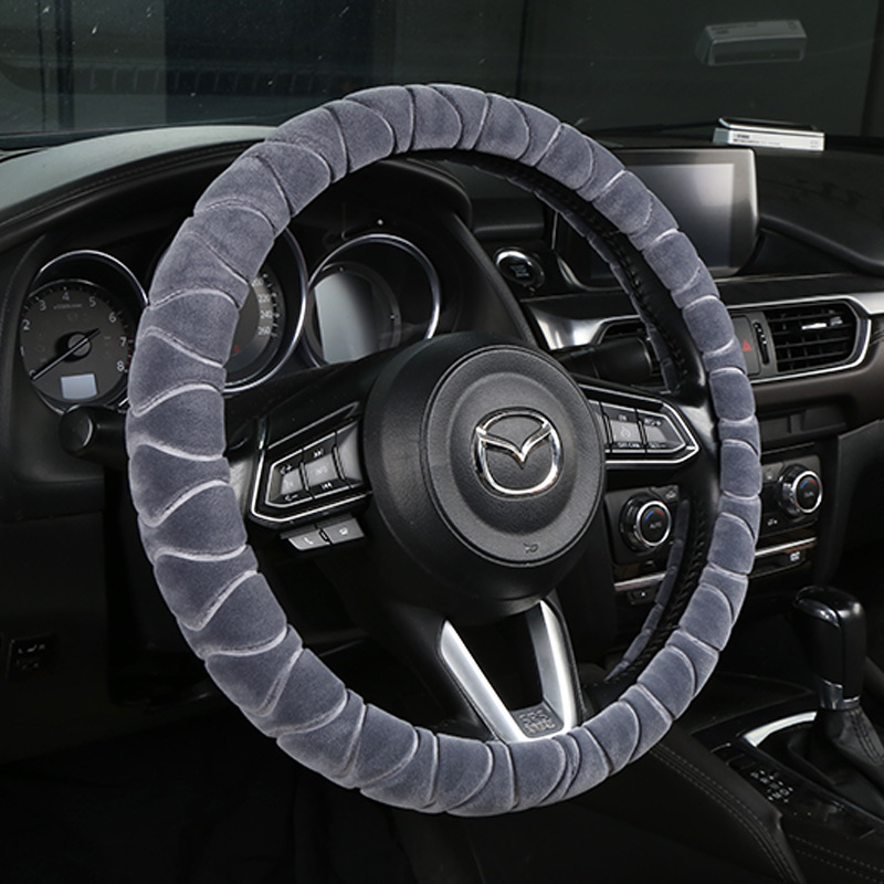 Acoperire de volan din pluș pentru automobil, căldură de iarnă, pentru toate anotimpurile, suprafață din piele naturală, personalizare disponibilă