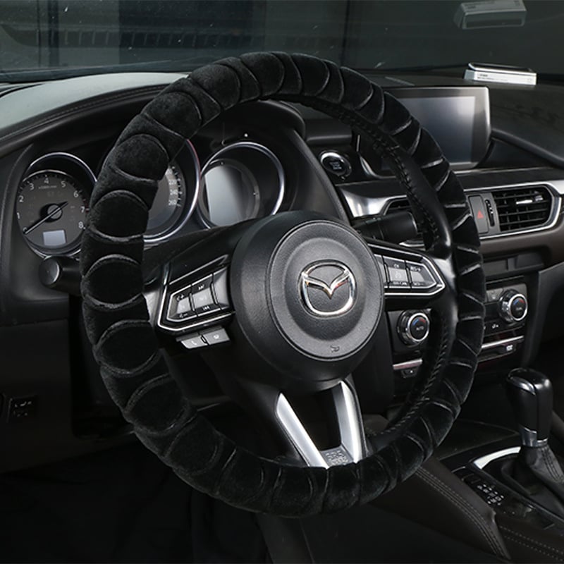 Acoperire de volan din pluș pentru automobil, căldură de iarnă, pentru toate anotimpurile, suprafață din piele naturală, personalizare disponibilă
