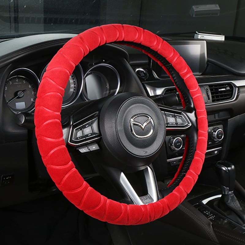 Acoperire de volan din pluș pentru automobil, căldură de iarnă, pentru toate anotimpurile, suprafață din piele naturală, personalizare disponibilă