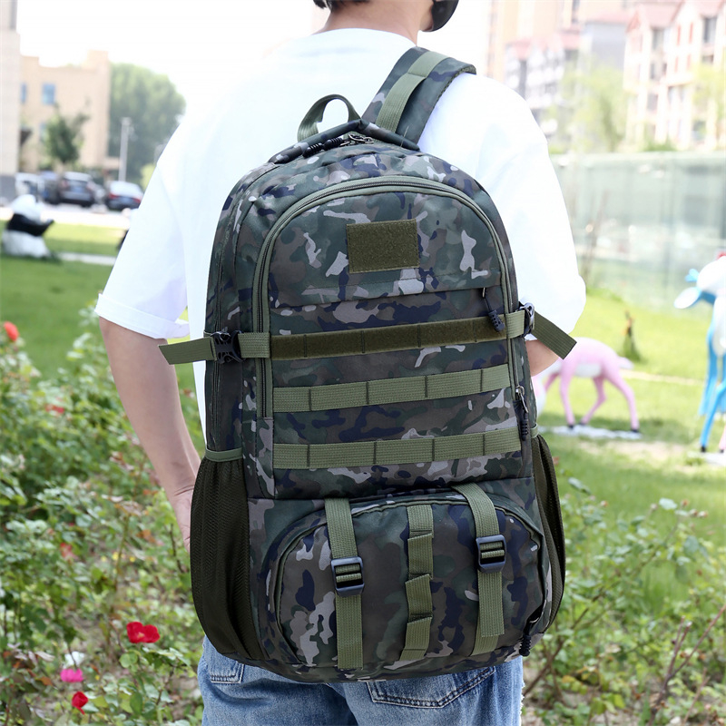 Rucsac camuflat pentru outdoor și drumeții, capacitate 36–55L, material Oxford, model geometric, curele cu pernă de aer pentru reducerea încărcării